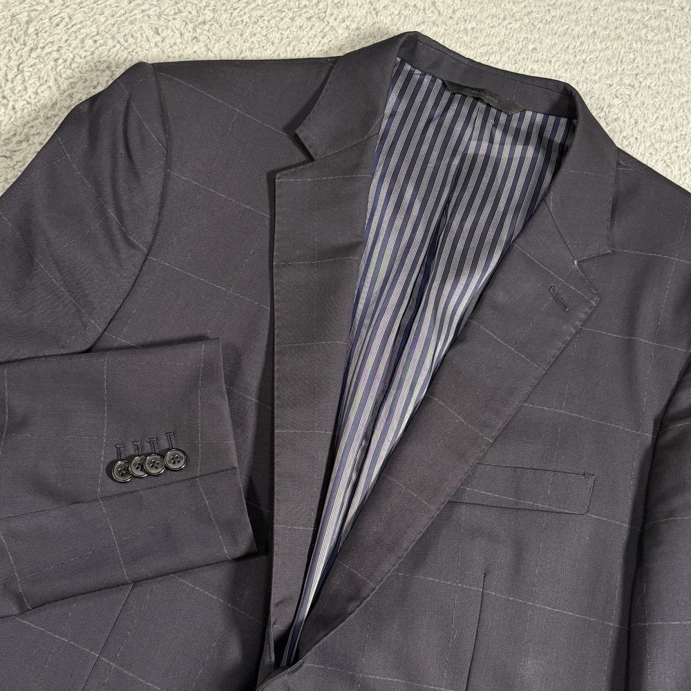 Banana Republic Sport Coat Mens 44 Gray Check Windowpane Slim Fit Super 150s